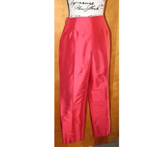 TALBOTS 100% SILK ANKLE PANTS PETITE SIZE 10 Coral Color - Picture 3 of 11